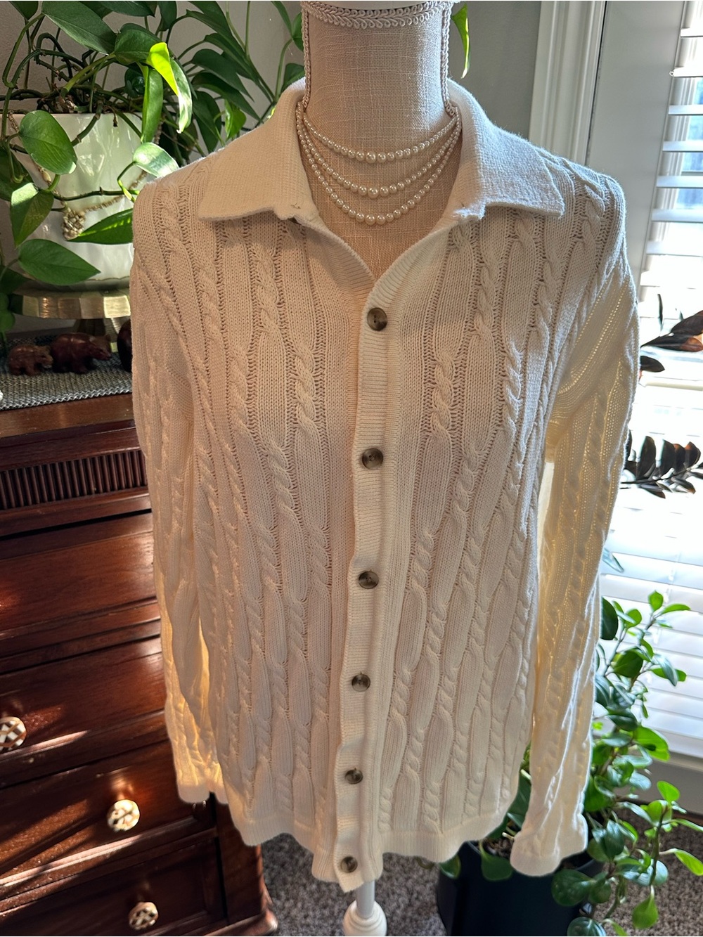 Old Navy Cream Cable-Knit Button Cardigan